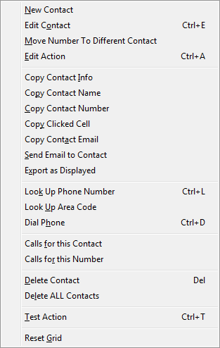 Contact List Context Menu